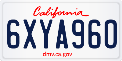 CA license plate 6XYA960