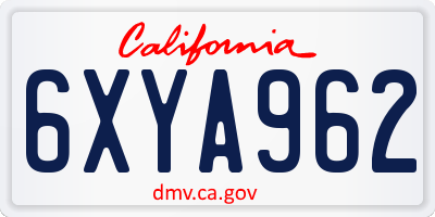 CA license plate 6XYA962