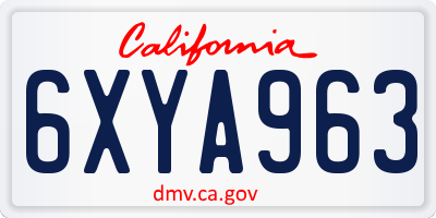 CA license plate 6XYA963