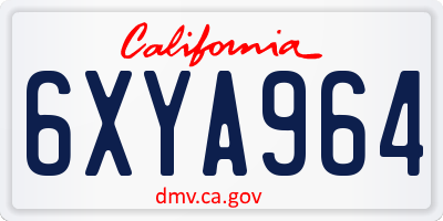 CA license plate 6XYA964