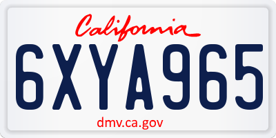 CA license plate 6XYA965