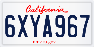 CA license plate 6XYA967