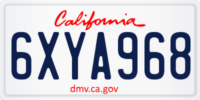 CA license plate 6XYA968