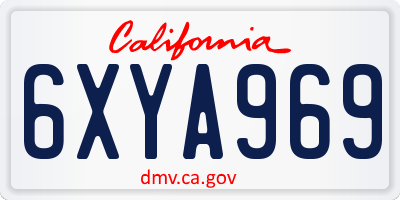 CA license plate 6XYA969