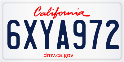 CA license plate 6XYA972
