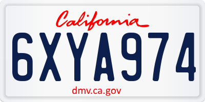 CA license plate 6XYA974