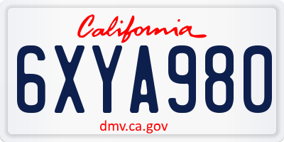 CA license plate 6XYA980