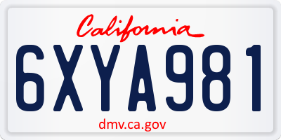 CA license plate 6XYA981