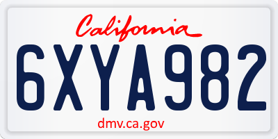 CA license plate 6XYA982