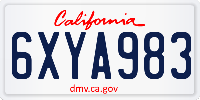 CA license plate 6XYA983