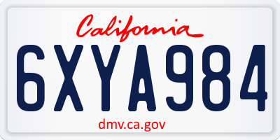 CA license plate 6XYA984