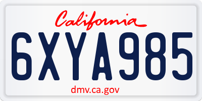 CA license plate 6XYA985