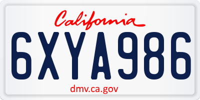 CA license plate 6XYA986