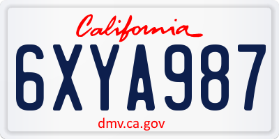 CA license plate 6XYA987