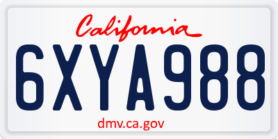 CA license plate 6XYA988