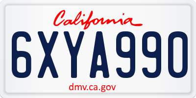 CA license plate 6XYA990