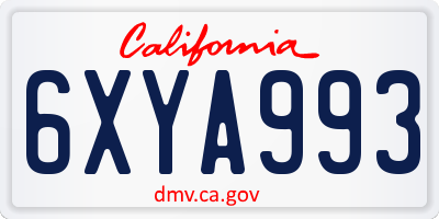 CA license plate 6XYA993