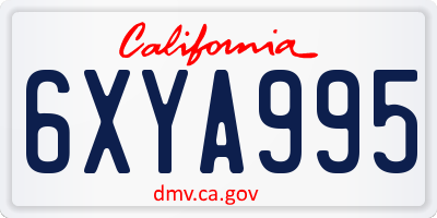 CA license plate 6XYA995