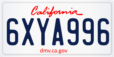 CA license plate 6XYA996