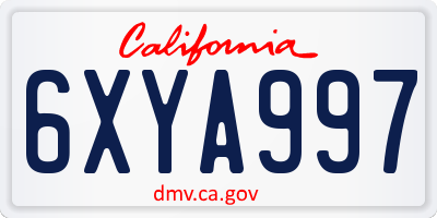 CA license plate 6XYA997
