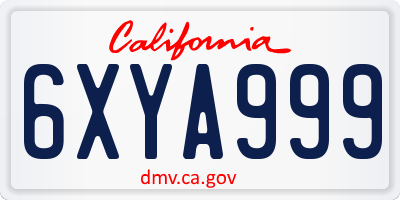 CA license plate 6XYA999