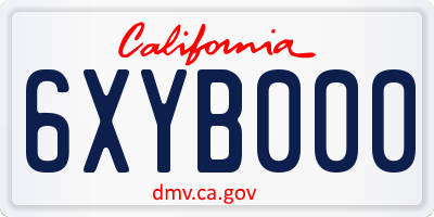 CA license plate 6XYB000