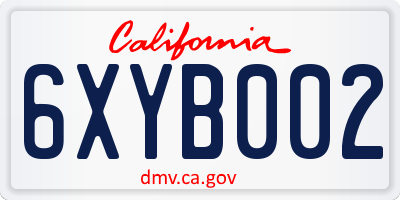 CA license plate 6XYB002