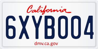 CA license plate 6XYB004