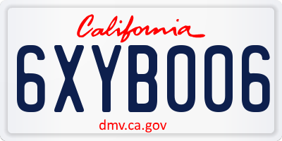 CA license plate 6XYB006