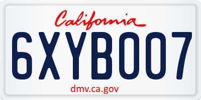 CA license plate 6XYB007