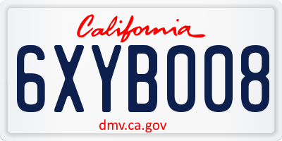 CA license plate 6XYB008