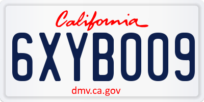CA license plate 6XYB009