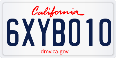 CA license plate 6XYB010