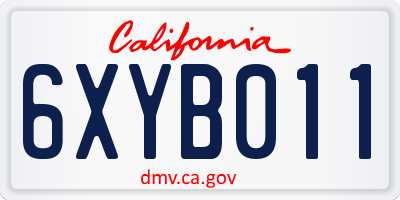 CA license plate 6XYB011