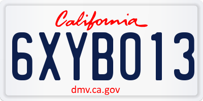 CA license plate 6XYB013