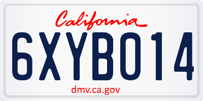 CA license plate 6XYB014