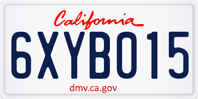 CA license plate 6XYB015