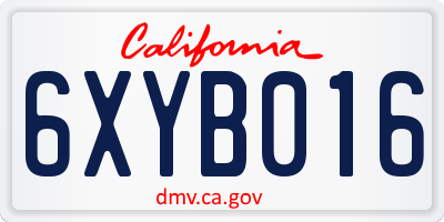 CA license plate 6XYB016
