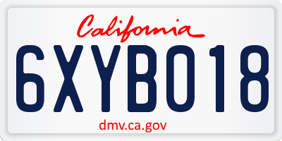 CA license plate 6XYB018