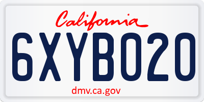 CA license plate 6XYB020