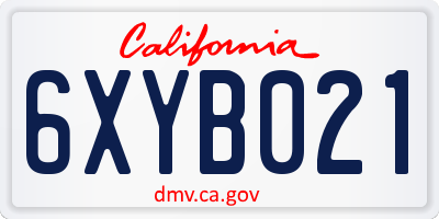 CA license plate 6XYB021