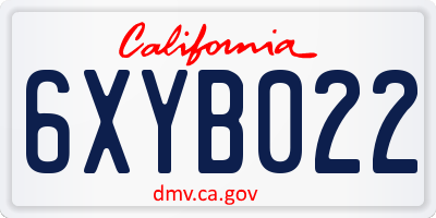 CA license plate 6XYB022
