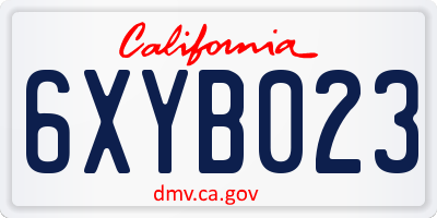 CA license plate 6XYB023