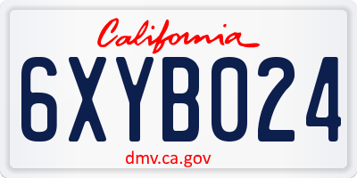 CA license plate 6XYB024