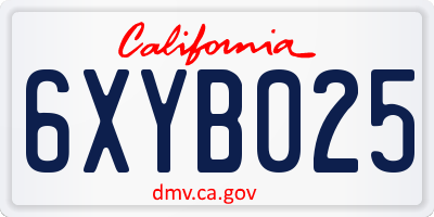 CA license plate 6XYB025
