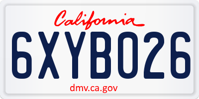 CA license plate 6XYB026