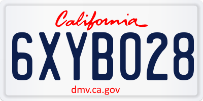 CA license plate 6XYB028