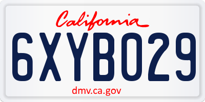 CA license plate 6XYB029