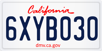 CA license plate 6XYB030