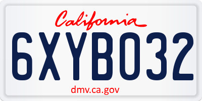 CA license plate 6XYB032